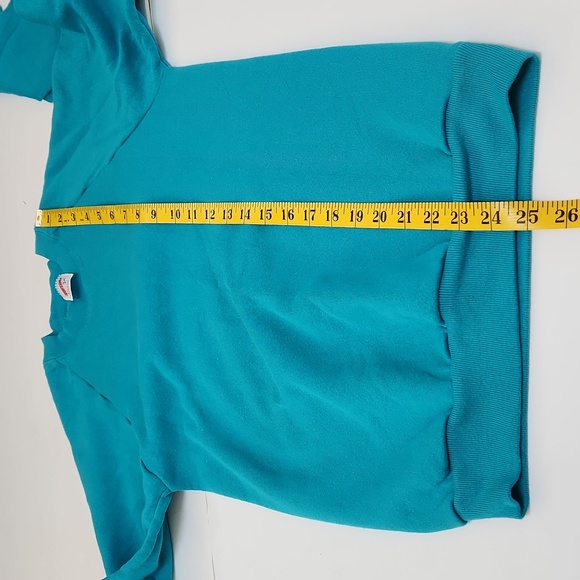 True Vintage Jerzees USA Teal Crew Neck Sweatshirt Blank S (34-36) - Picture 6 of 7